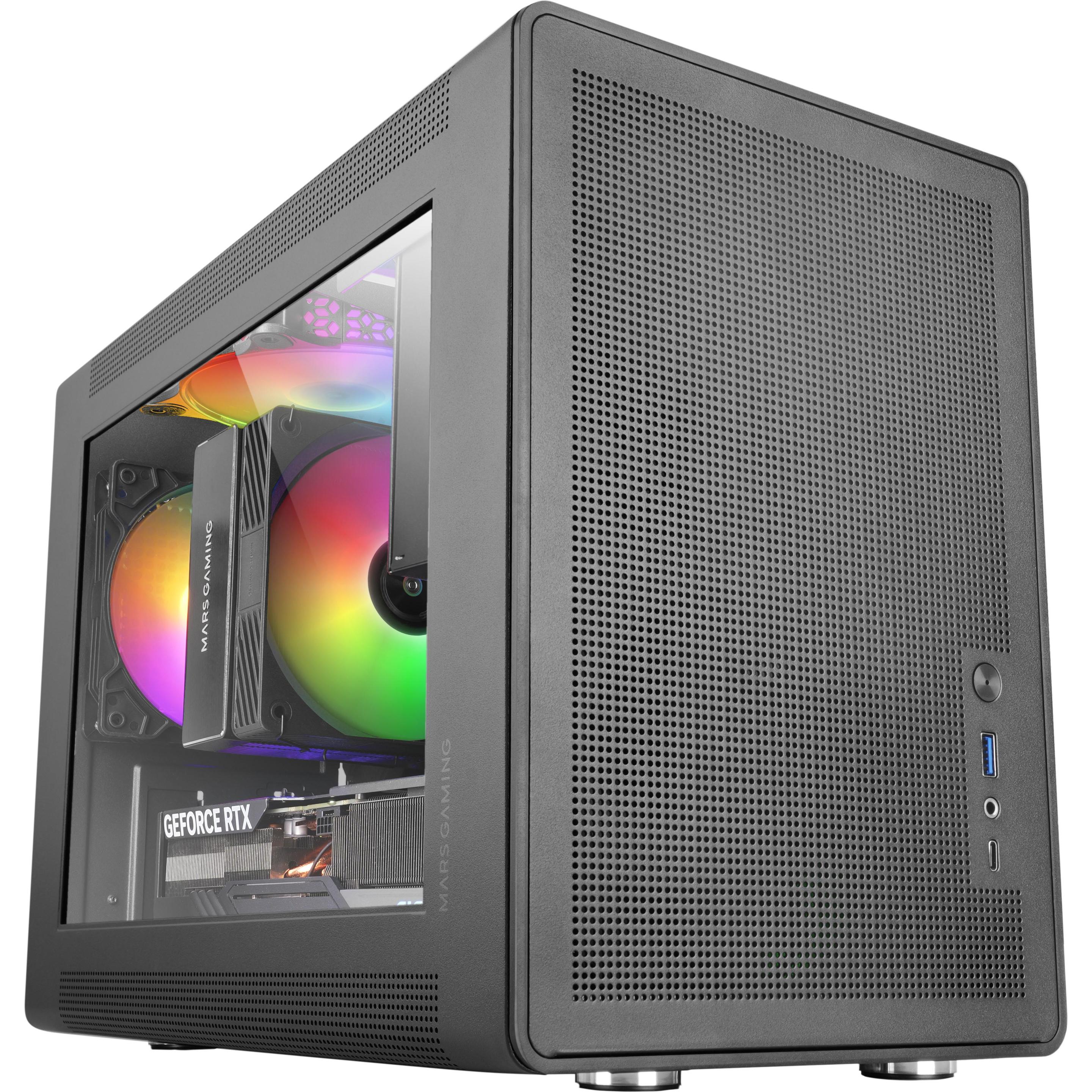 Mars Gaming Boitier Mini Tour Micro Atx Mc-Xps Avec Panneau Vitré (Noir) (Micro ATX (mATX), Mini-ITX), Case PC, Nero