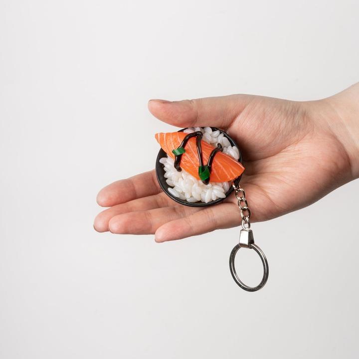 Actual product image Yumazing Keyring Salmon Sashimi Rice Bowl