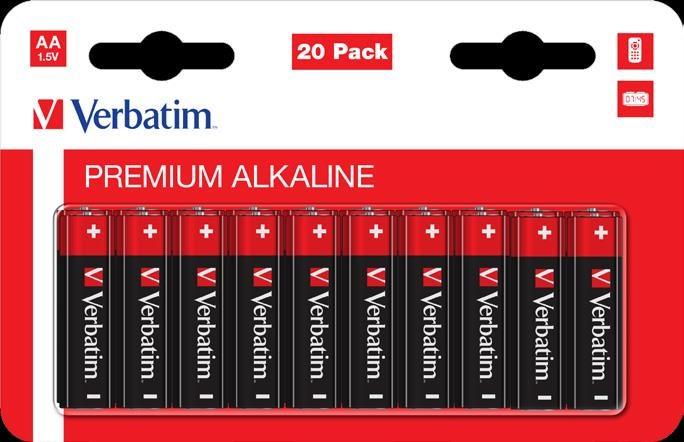 Image du produit Verbatim AA Alkaline (20 pcs, AA / LR6 / LR06 / Mignon / R6 / R14505)
