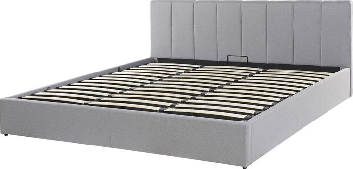 Actual product image Beliani Light grey upholstered bed with folding bed base 180 x 200 cm DREUX (180 x 200 cm)