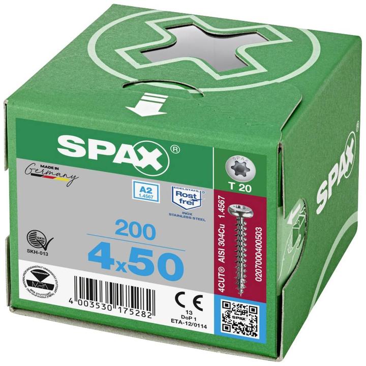 Actual product image Spax A2 Half-Round Head T-Star Plus T20 Fully Threaded (200 Screws per piece)