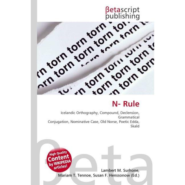 N- Rule, Schulbücher von Susan F. Marseken, Lambert M. Surhone, Miriam T. Timpledon