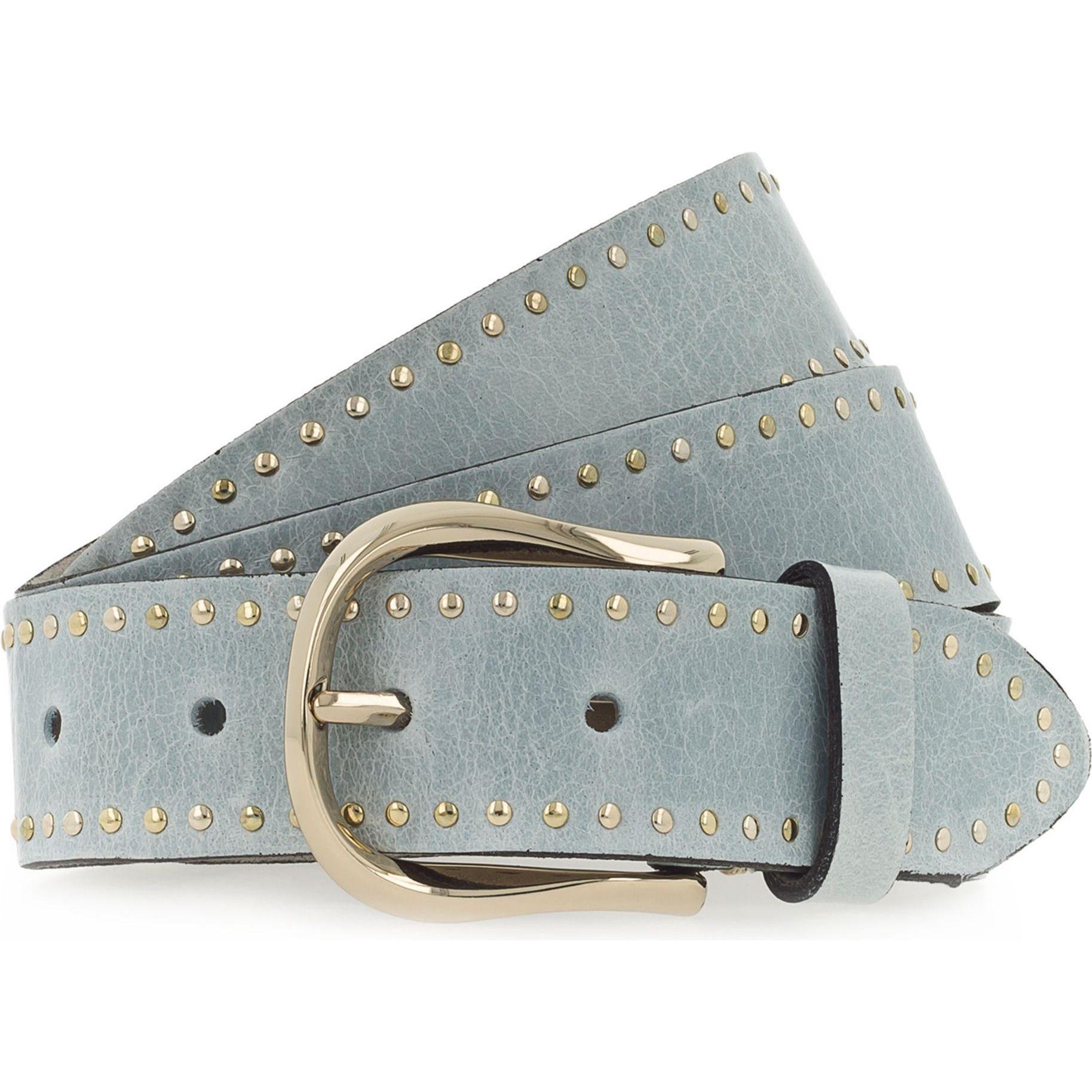 B.Belt, Damen, Gürtel, Nietengürtel Leder, Blau, (95)