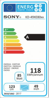 Energie-Label Sony Kd-49xe8005 (49", LCD, 4K, 2017)