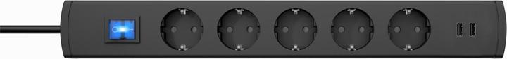 Kopp Meervoudige wandcontactdoos met schakelaar 5-voudig antraciet aardingscontact 233605003 (5x, CEE 7/3, 1.40 m)