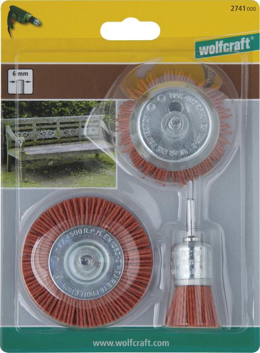 Immagine prodotto wolfcraft 1 set di spazzole in nylon 3 pezzi, aggr. (80)