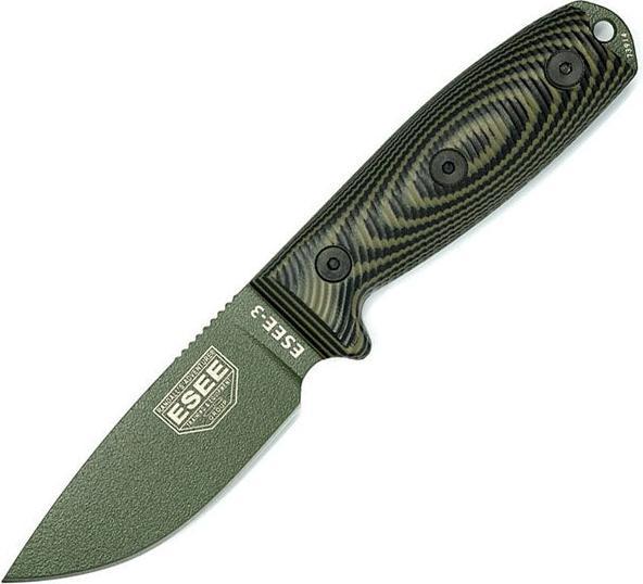Immagine prodotto Esee Survivalmesser MODEL 3 3D, Glattschliff, OD green (8.80 cm)