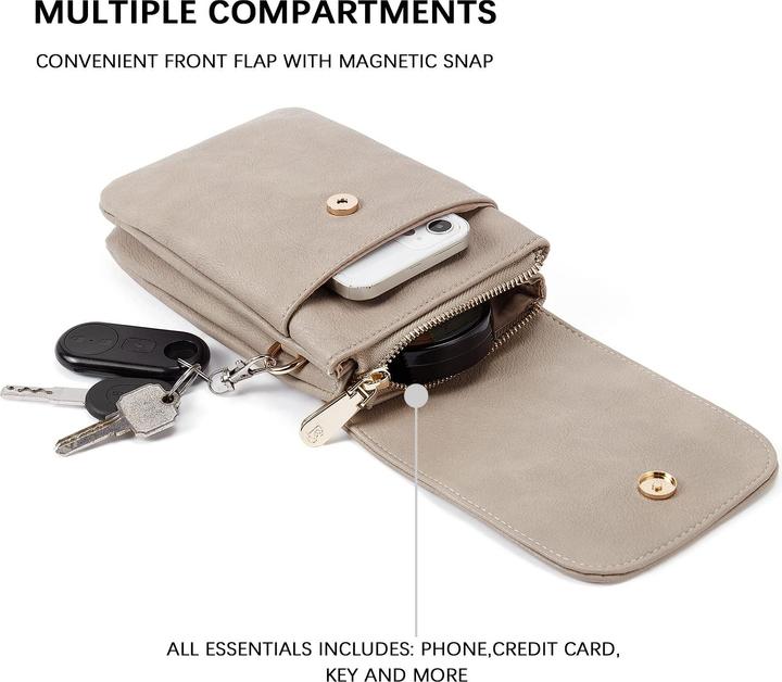 Produktbild Only-Bags.Store Handy Umhängetasche Leder, Handy Umhängetasche, Handytasche mit Geldbörse zum Umhängen