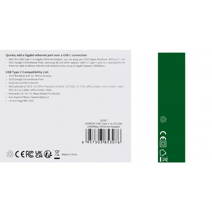 Actual product image Ugreen USB-C to Ethernet Adapter (Ethernet / Lan, 6.20 cm)