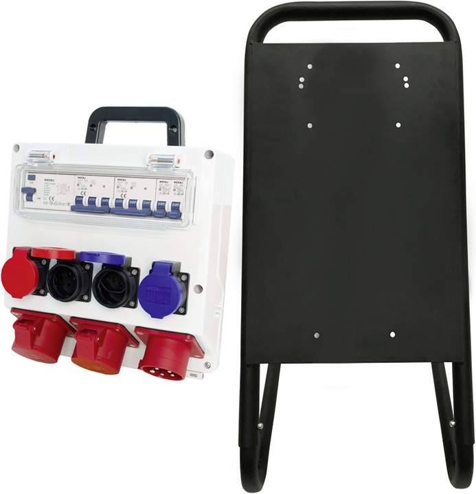Image du produit Steffen Distributeur de chantier 16A équipé, support inclus (6 x, Type 23, Type 25, CEE 16/5)