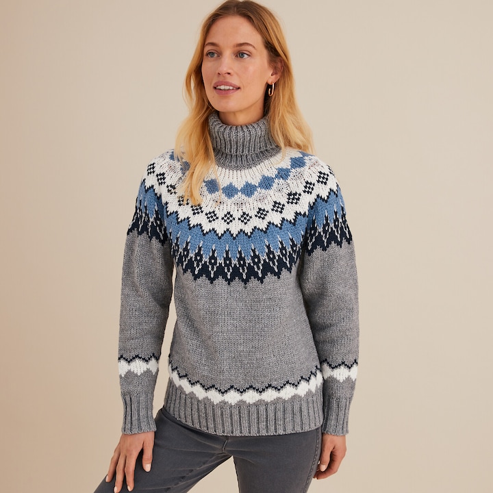 Image du produit Anne Weyburn Grobstrickpullover mit Jacquardmuster und Rollkragen (38)