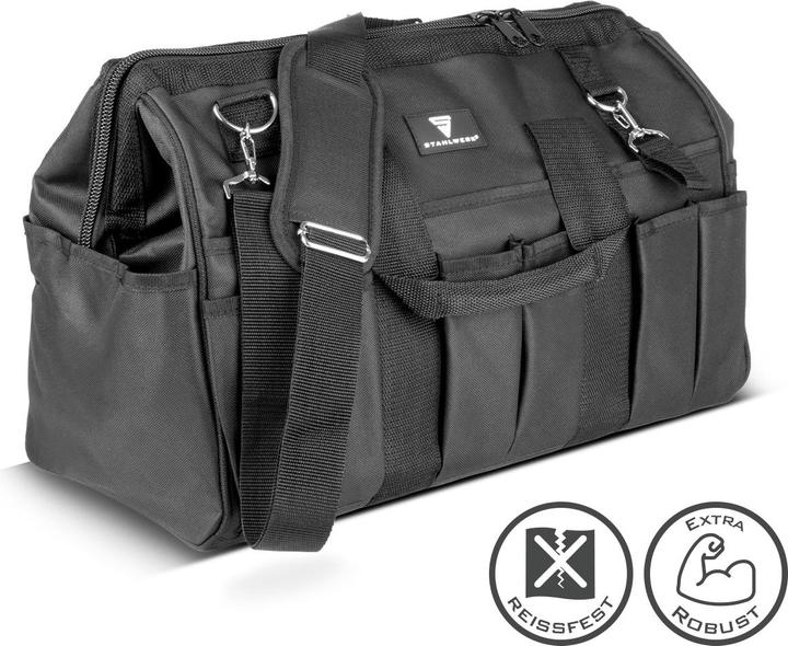 Produktbild Stahlwerk Werkzeugtasche stabile XL-Montagetasche Elektrikertasche 21 Fächer