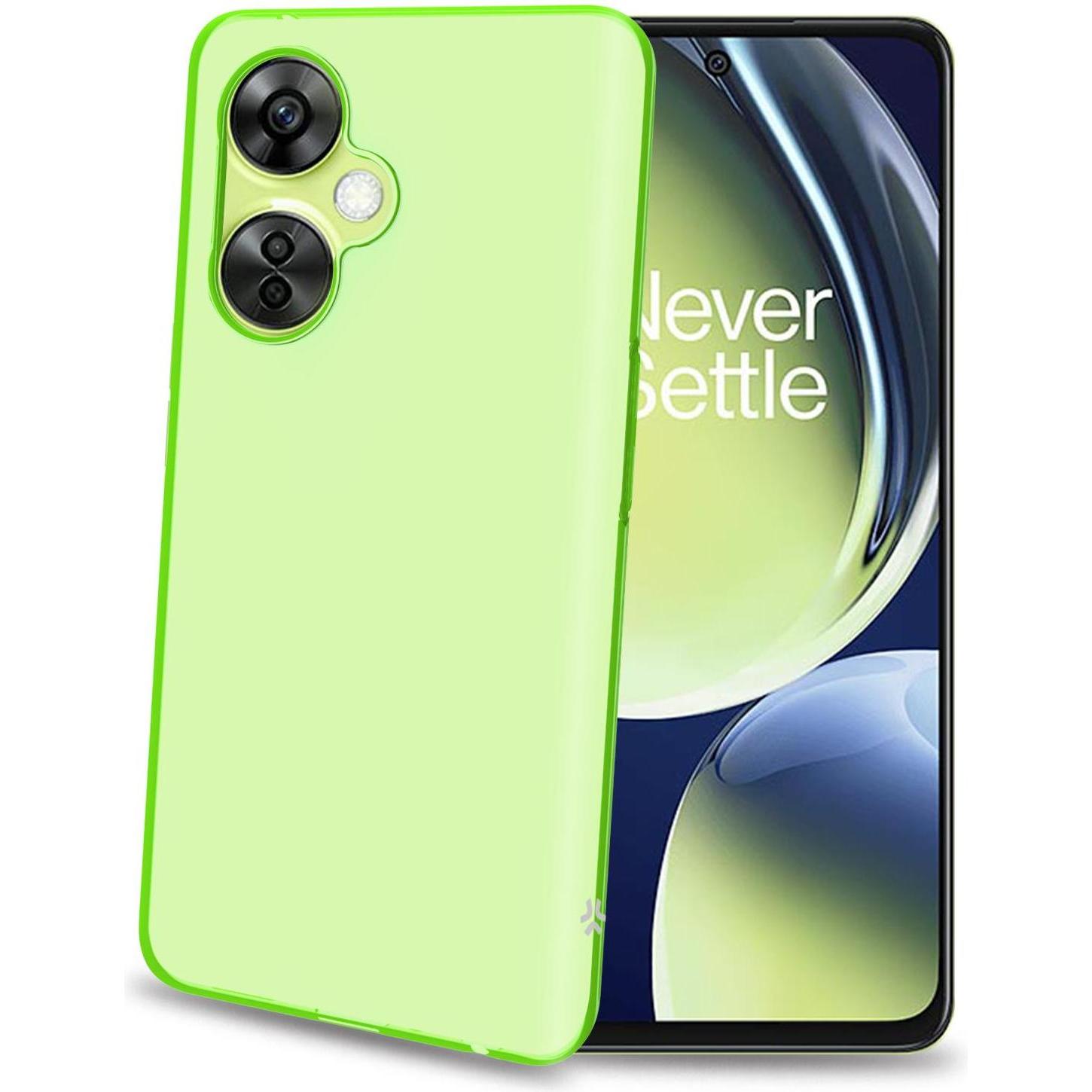 Celly Gelskin Hülle transparent grün für OnePlus (OnePlus Nord CE 3 Lite), Cover smartphone, Trasparente, Verde