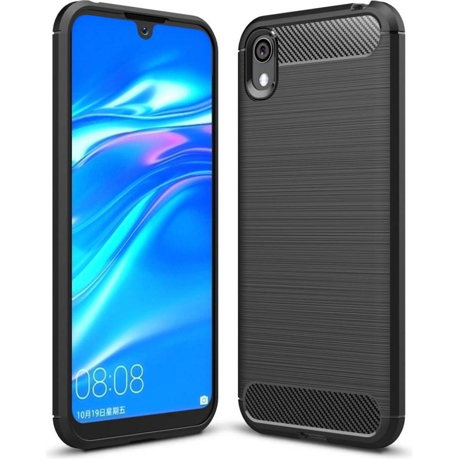 Screenguard Huawei Y5 2019 Hülle Carbon Brushed Soft TPU (Huawei Y5 (2019)), Smartphone Hülle, Schwarz