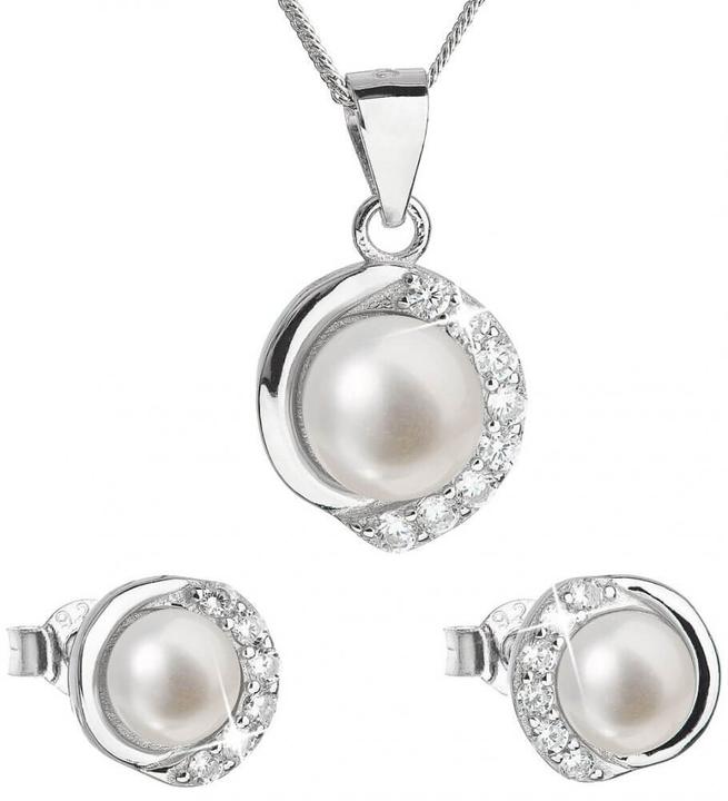 Actual product image Evolution Group Luxury Silver Set with Genuine Pearls Pavon 29022.1