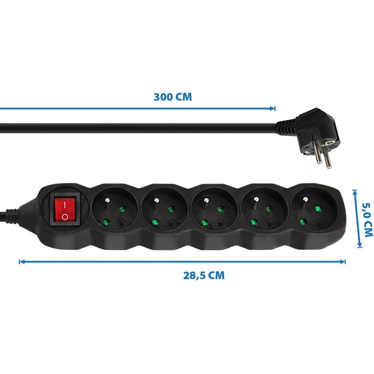 Esperanza Schwarz Steckdosenleiste, Elk215k Steckdosenleiste 5Gn/3M (5X, 3 M)