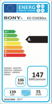 Energie-Label Sony Kd-55xe8096 (55", LCD, 4K, 2017)