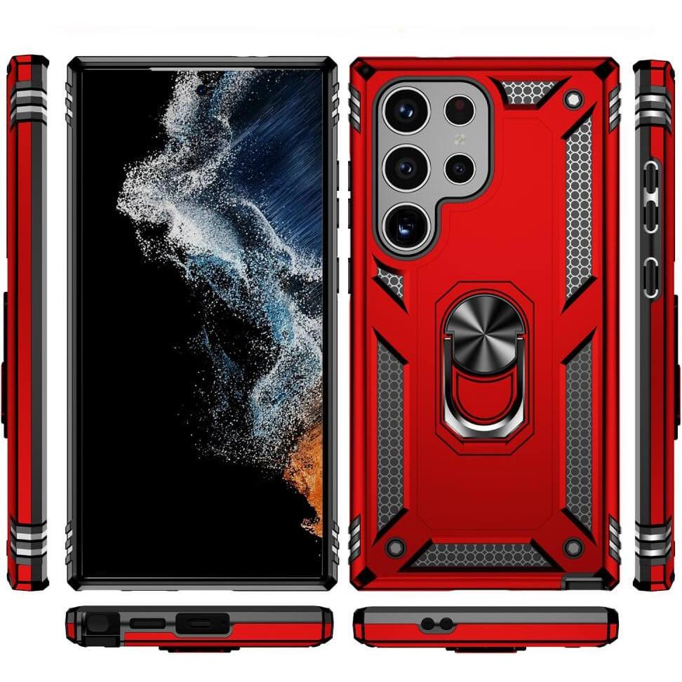 Thumbnail - Cover-Discount Armor Case mit Kickstand rot (Samsung Galaxy S24 Ultra), Smartphone Hülle, Rot