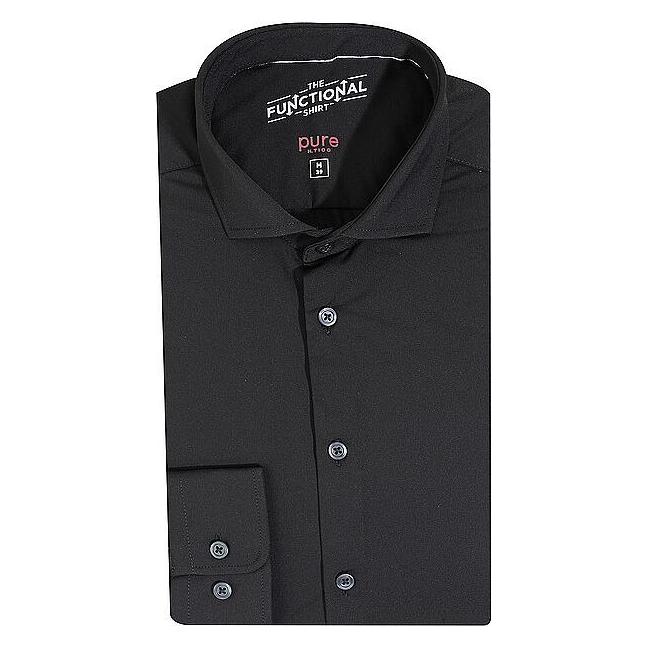 Pure, Herren, Hemden, Jerseyhemd Slim Fit, Schwarz, (42)