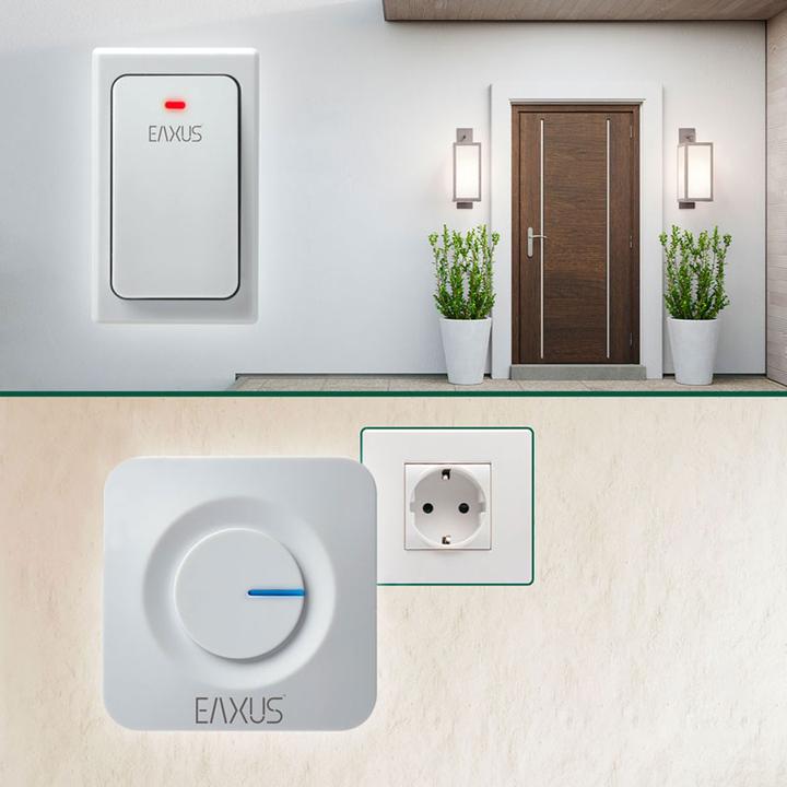 Actual product image Eaxus Doorbell with one receiver, LED light, IP44, battery-free
