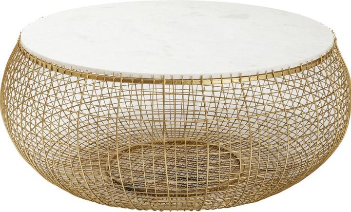 Image du produit Kare Design Table basse Cesta Marble doré Ø100cm (102 x 102 x 42 cm)