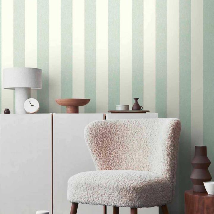Actual product image A.S. Création Striped wallpaper green white - non-woven wallpaper (53 x 1005 cm)