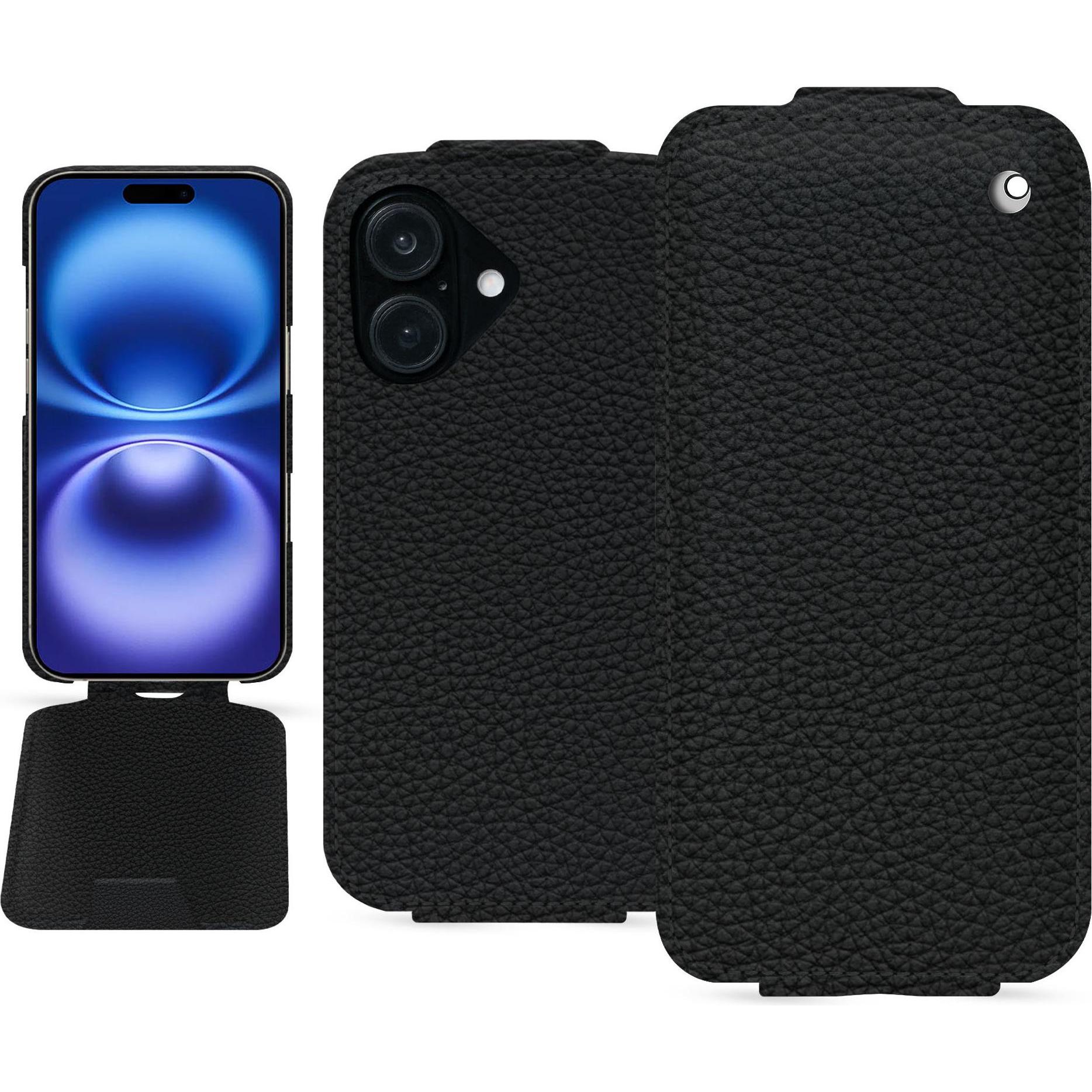 Noreve Lederschutzhülle vertikal (Apple iPhone 16), Smartphone Hülle, Schwarz