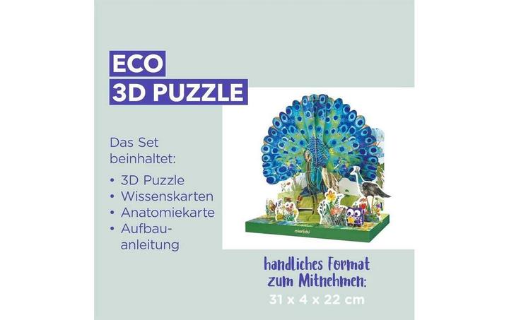 Immagine prodotto mierEdu Puzzle Eco 3D - Il pavone (mobile) (108 pezzi)