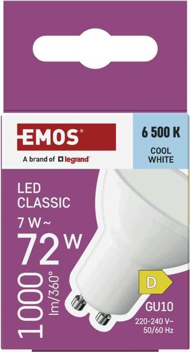 Produktbild Emos LED Lampe Classic MR16 Weiss/ GU10 / 7 W (72 W) / 1000 lm / Kalt-Weiss (GU10, 1000 lm, 1x)