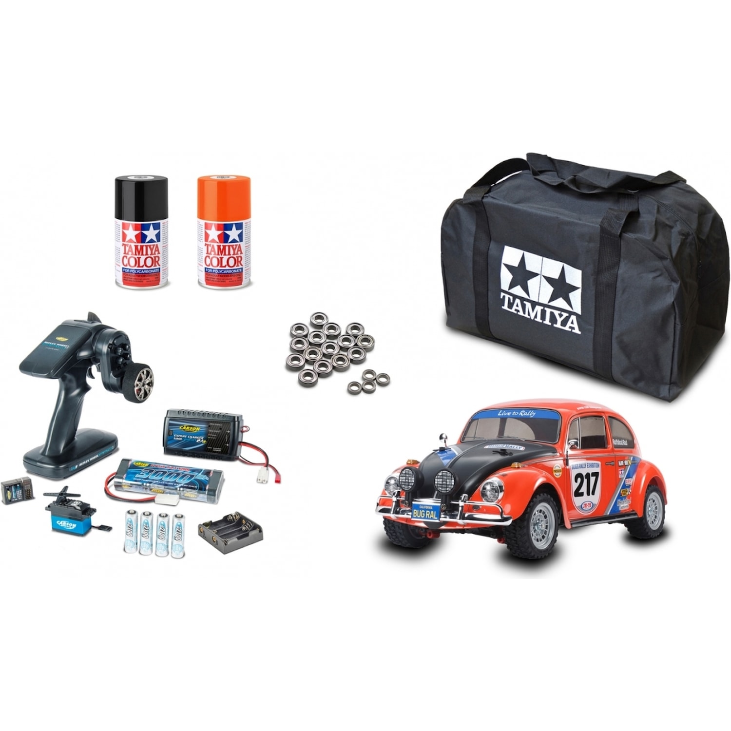 Tamiya MF-01X VW Beetle Rally Brushed 1:10 RC Modellauto Elektro Strassenmodell Allradantrieb (4WD) (Kit)