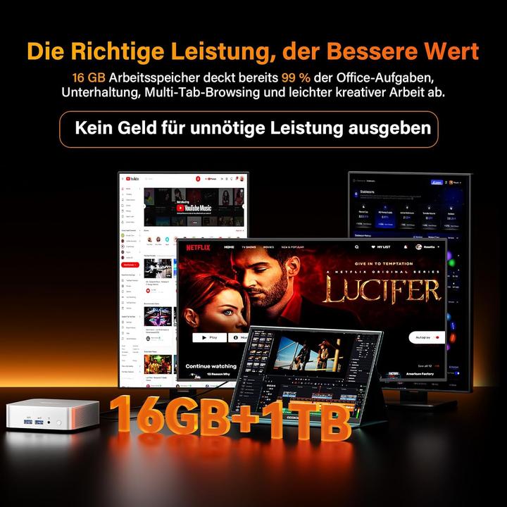 Produktbild Geekom Mini-PC mit Ryzen 7 8745HS & Windows 11 Pro (AMD Ryzen 7 8745H)