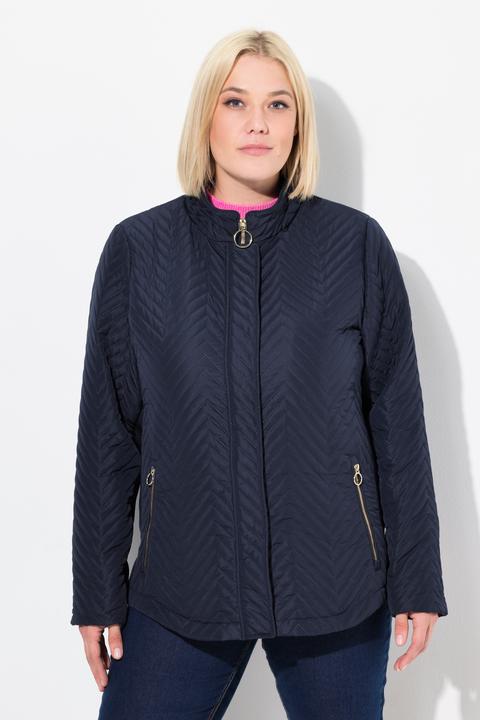 Immagine prodotto Ulla Popken Giacca trapuntata con inserti in maglia, collo alto e tasche con zip (50, 52)