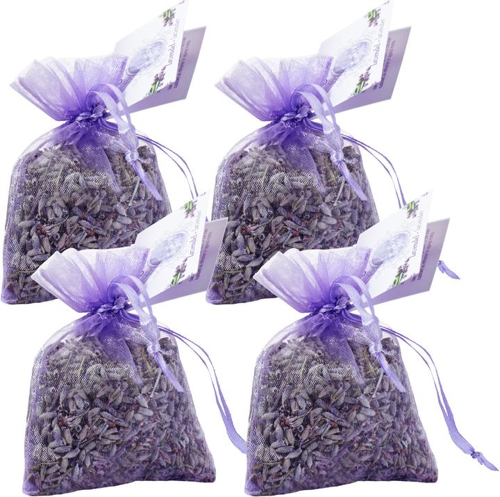 Natura Punto 4er-Set getrocknete Lavendelblüten im Organzabeutel, 15 g (Trockenblumen, 4x)