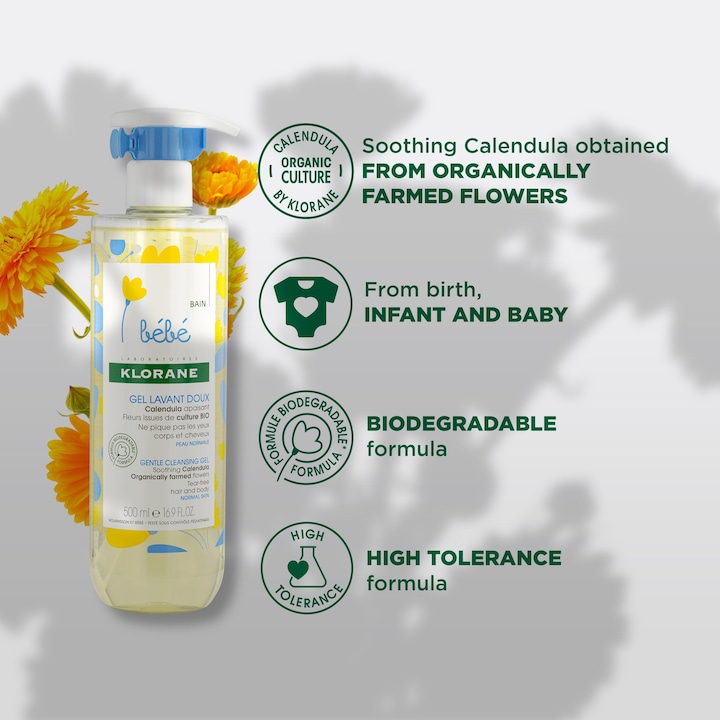 Image du produit Klorane Gel nettoyant doux au calendulaCheveux et corps
