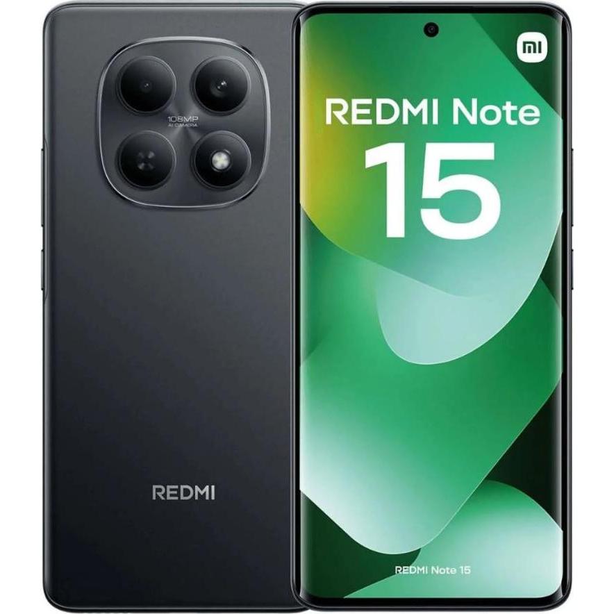 Xiaomi REDMI Note 15 (256 GB, Black, Schwarz, 6.77", Dual SIM, 4G), Smartphone, Schwarz