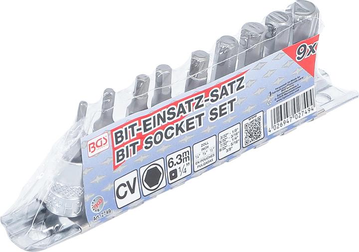 Produktbild BGS Bit-Einsatz-Satz (9/32", 3/32, 3/8", 5/16", 1/8, 1/4", 1/2")