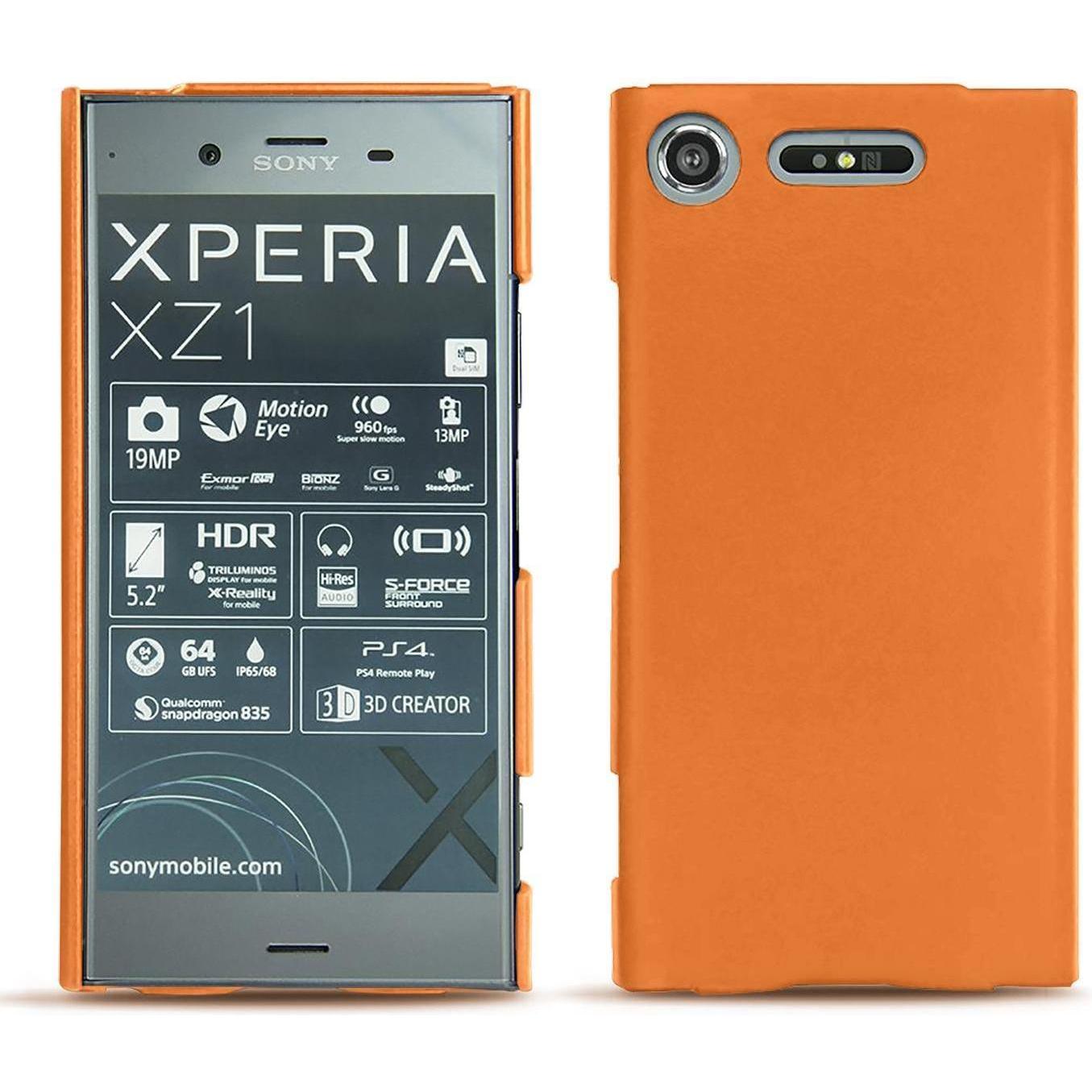 Noreve Lederschutzhülle (Sony Xperia XZ1), Smartphone Hülle, Orange