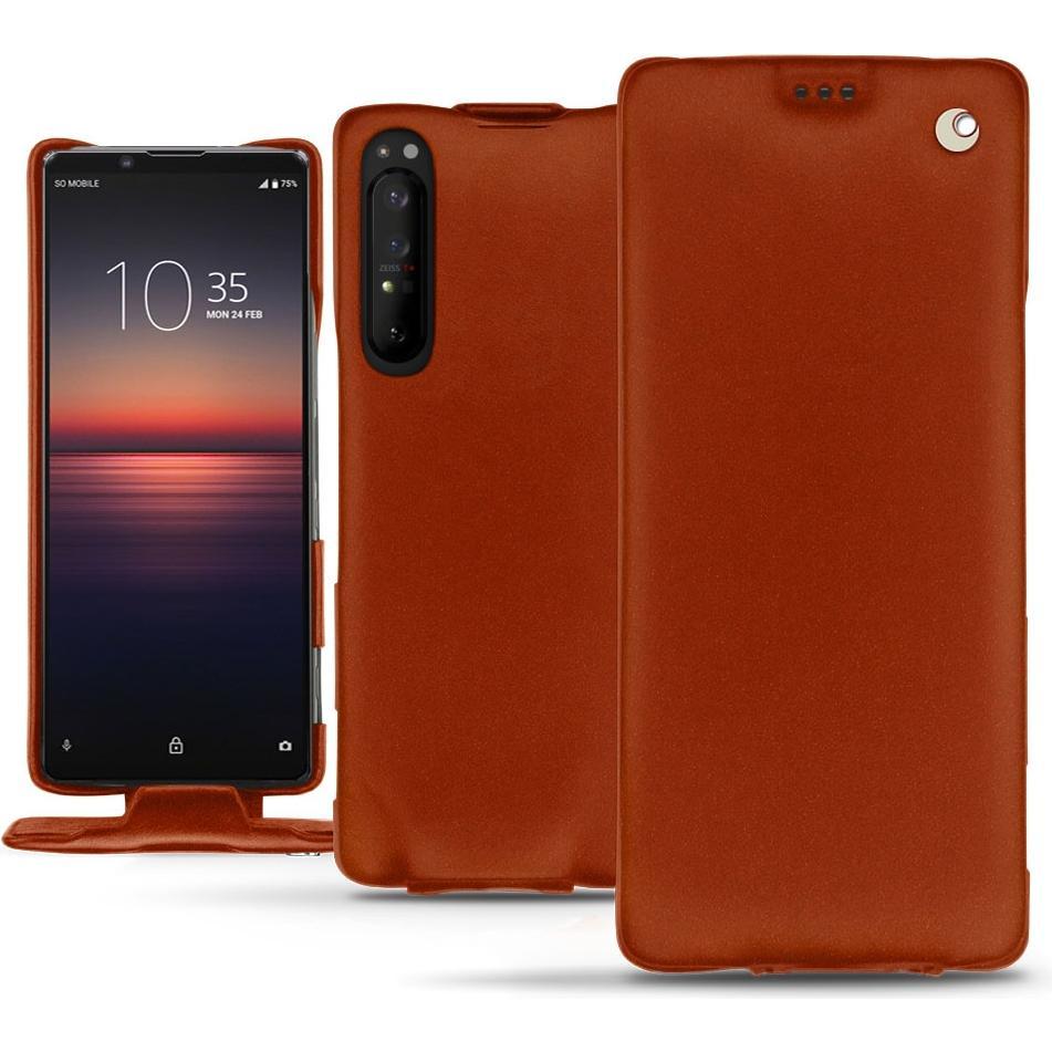 Noreve Lederschutzhülle vertikal (Sony Xperia 1 II), Smartphone Hülle, Orange