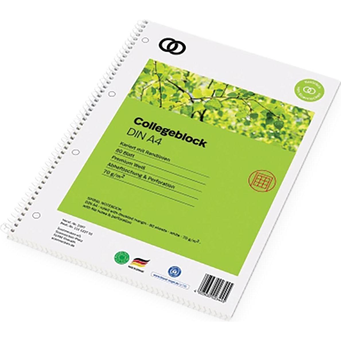 Soennecken, Heft + Block, Collegeblock oeco Recycling DIN A4 kariert 70g/m² 100 % Recyclingpapier grün 80 Bl. (A4, Karie...
