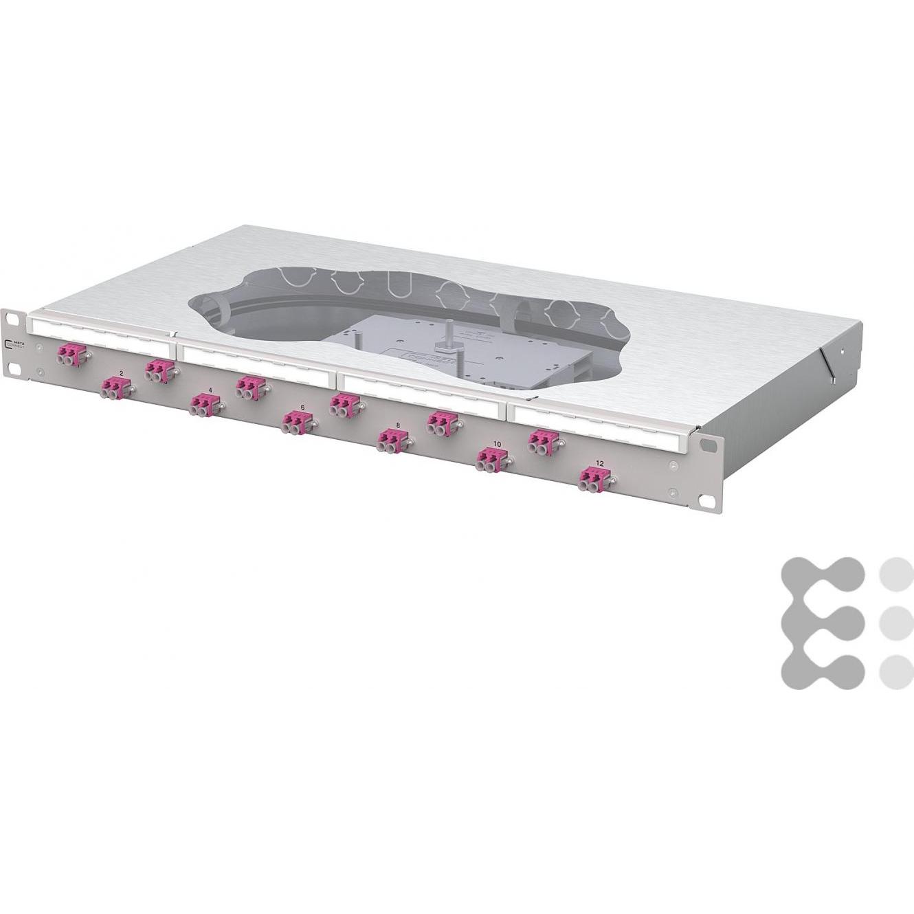 Metz Connect Patchfeld OpDAT fix2 splice 12xLC-D OM4, Server Zubehör, Grau
