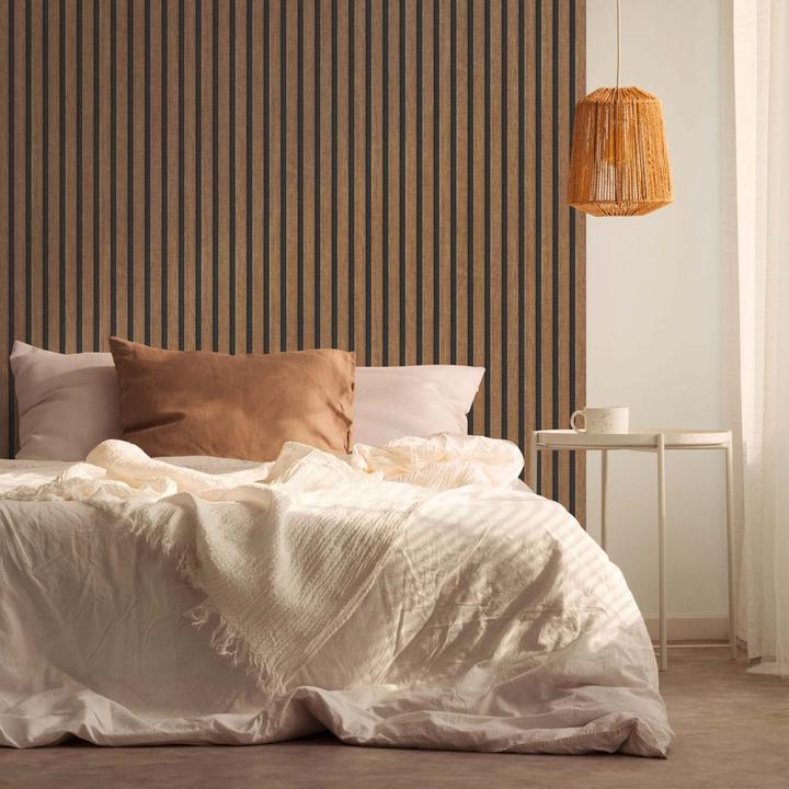 Image du produit Trenddeko papier peint imitation bois marron papier peint intissé 3D panneaux de bois scandinave moderne (50 x 1005 cm)