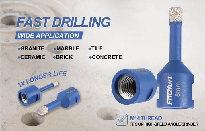 Produktbild Fritzfurt 1191-3142 Diamantbohrer-Set 5teilig 6 mm, 8 mm, 10 mm, 12 mm Gesamtl (10 Millimeter, 12 Millimeter, 6 Millimeter, 8 Millimeter)