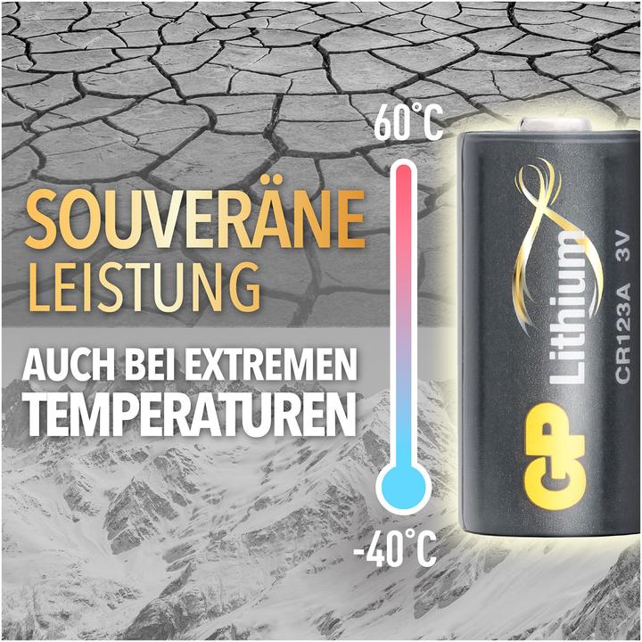 Produktbild GP Batteries Batterie CR123A Lithium 4 Stück (4 Stk., CR123A, 1400 mAh)