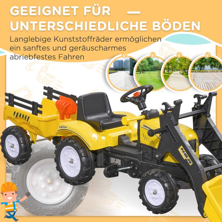 Image du produit Homcom Trettraktor Metall, Kunststoff Gelb