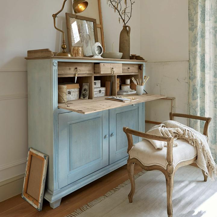 Actual product image Loberon Sekretär Marignelle antikblau/braun (122 x 45 x 122.50 cm)