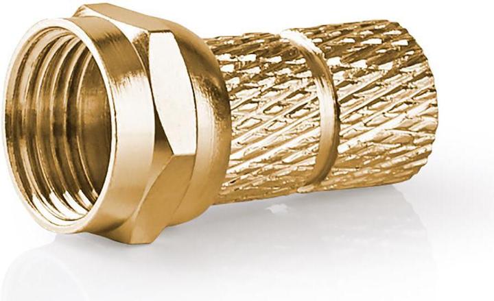 Image du produit Nedis F-plug straight plug Plaqué or 75 Ohm Twist-on Diamètre d'entrée de câble : 5,5 mm Cuivre Met (75 dB, Fiches et connecteurs)
