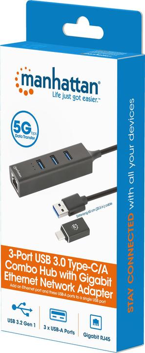 Produktbild Manhattan Kombo (USB-A, USB-C, 4 Ports)