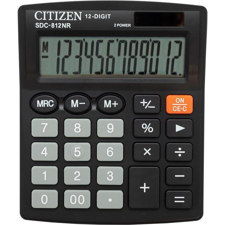 Citizen, Taschenrechner, Calculator SDC 812NR (Batterien, Solarzellen)