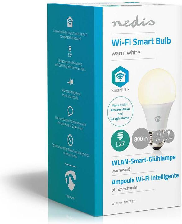 Actual product image Nedis WIFILW11WTE27 Smart Lighting Intelligent Light Bulb WLAN (E27, 800 lm, 1x)