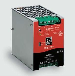 Actual product image Rs Pro DIN rail power supply, 400500V ac, 24V / 40A